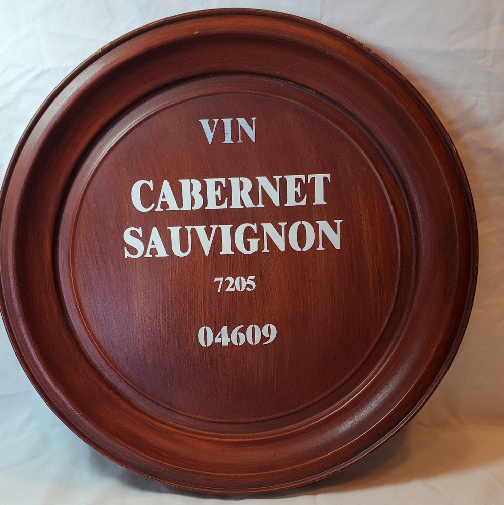 VIN Cabernet Sauvignon 7205 04609 Vtg Retro Metal Wine Cask Cover Wall Hanging